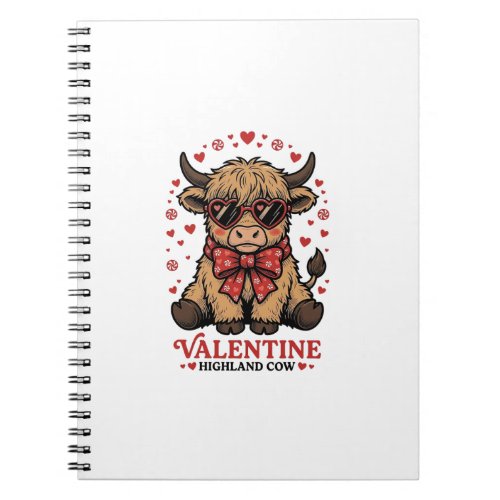 Highland Cow Valentine Cute Vintage Engraving Shir Notebook