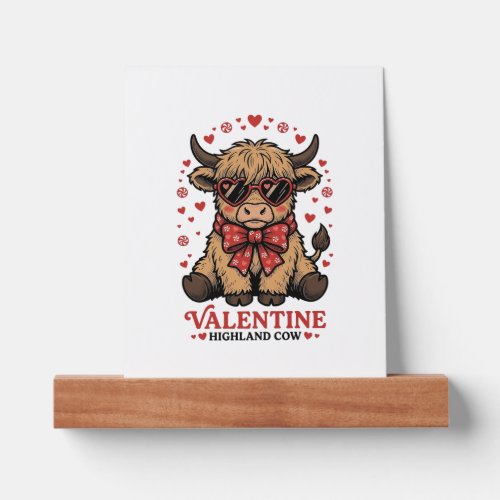 Highland Cow Valentine Cute Vintage Engraving Shir Picture Ledge