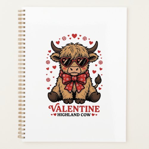 Highland Cow Valentine Cute Vintage Engraving Shir Planner