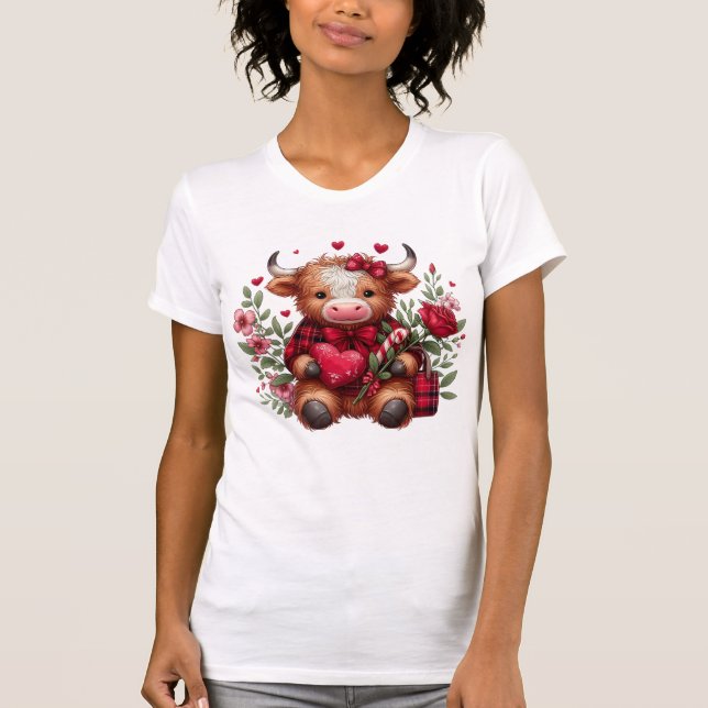 Highland Cow Valentine T-Shirt (Front)