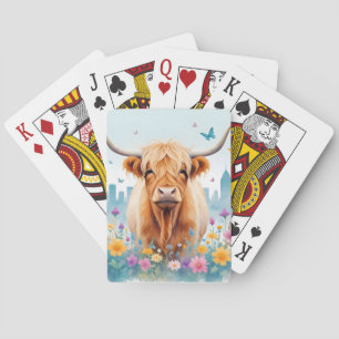 Highland Cow Vintage Animal Nature Forest City Art Poker Cards
