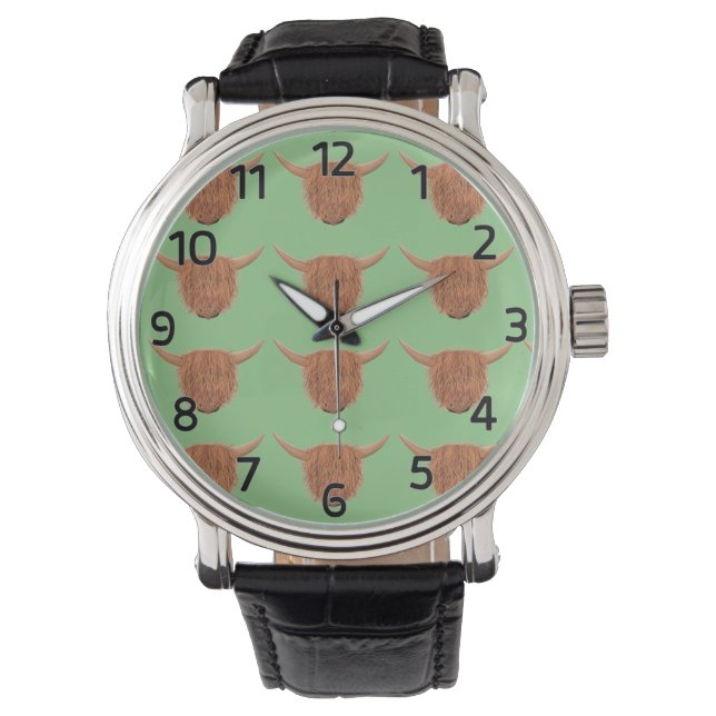 Highland Cow Watch Green Face (Front)