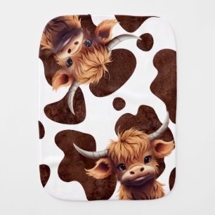 Highland cow watercolor burp cloth