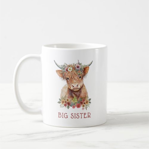 Highland Cow Watercolor Cute Design Floral Pastel Coffee Mug