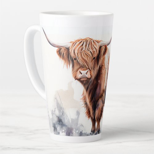 Highland Cow Watercolor Poster Latte Mug