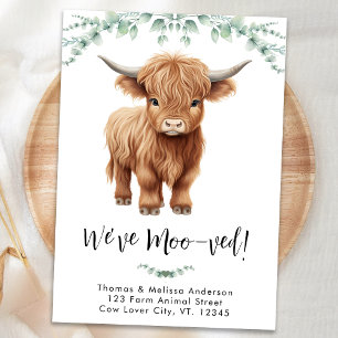 Highland Cow We've Moo-ved Boho New Address Moving Announcement