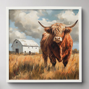 Highland Cow White Barn Rustic Peel And Stick Photo Tile
