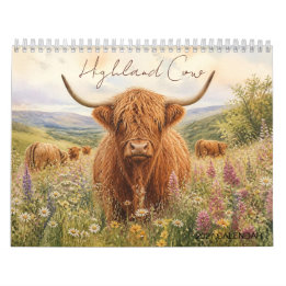 Highland Cow Wildflower Meadow 2027 Calendar