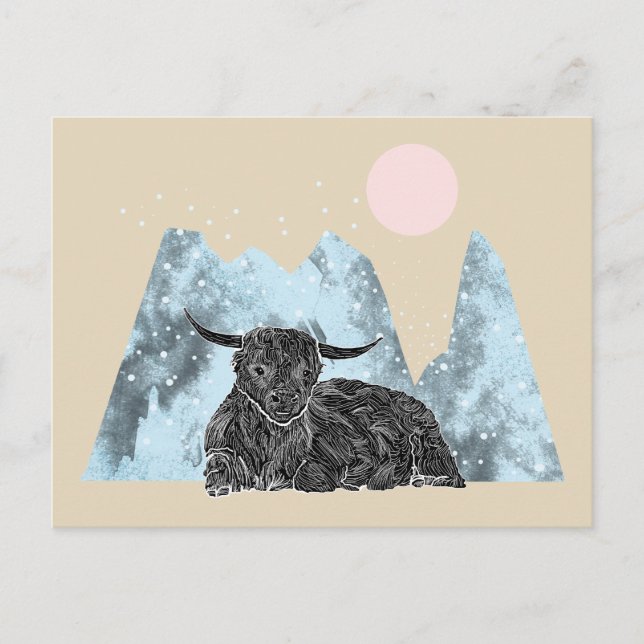 "Highland Cow Winter" Postcard (Front)