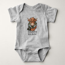 Highland Cow with Anderson Tartan Scarf Baby Bodysuit