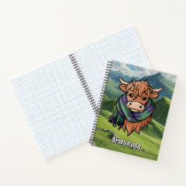 Highland Cow with Armstrong Tartan Scarf Notebook
