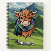 Highland Cow with Armstrong Tartan Scarf Notebook (Front)