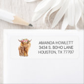 Highland Cow with Baby  Watercolor Label (Insitu)