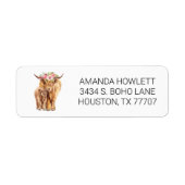 Highland Cow with Baby  Watercolor Label (Front)