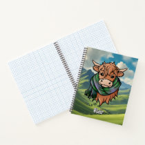 Highland Cow with Blair Tartan Scarf Notebook