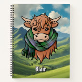 Highland Cow with Blair Tartan Scarf Notebook (Front)