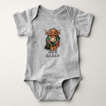 Highland Cow with Boyd Tartan Scarf Baby Bodysuit