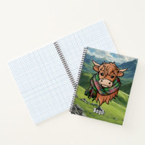 Highland Cow with Boyd Tartan Scarf Notebook