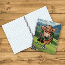 Highland Cow with Boyd Tartan Scarf Notebook