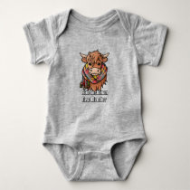 Highland Cow with Buchanan Tartan Scarf Baby Bodysuit