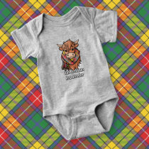 Highland Cow with Buchanan Tartan Scarf Baby Bodysuit