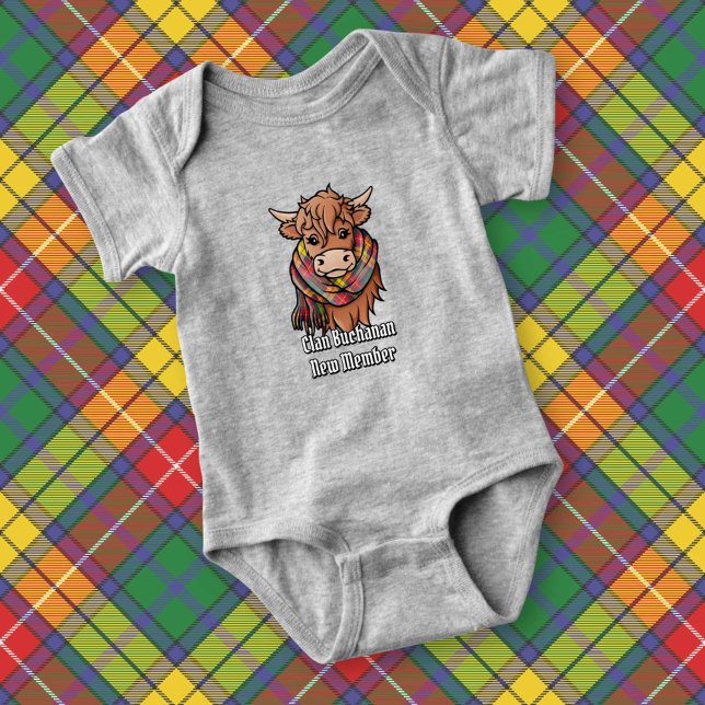 Highland Cow with Buchanan Tartan Scarf Baby Bodysuit (Creator Uploaded)