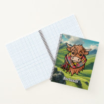 Highland Cow with Buchanan Tartan Scarf Notebook