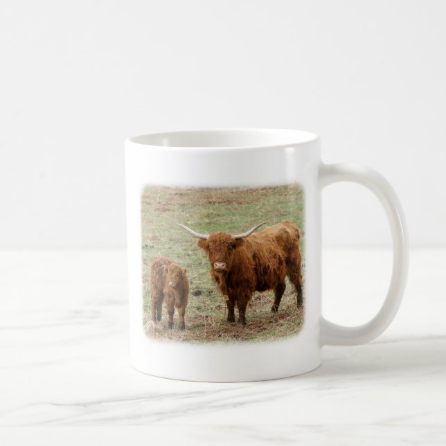 Highland Cow with calf 9Y316D-048 Coffee Mug (Right)