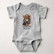 Highland Cow with Campbell Tartan Scarf Baby Bodysuit