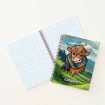 Highland Cow with Campbell Tartan Scarf Notebook