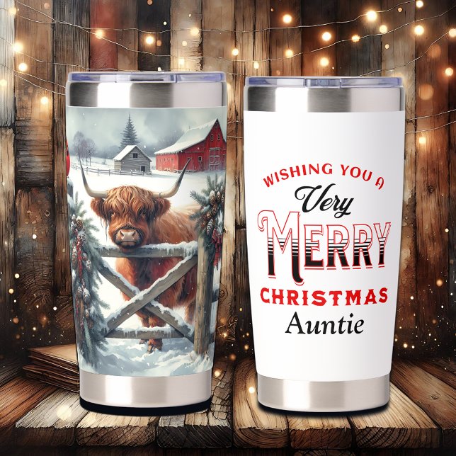 Highland Cow with Cardinal & Chicken Personalized Insulated Tumbler (Creator Uploaded)