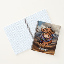 Highland Cow with Carnegie Tartan Scarf Notebook