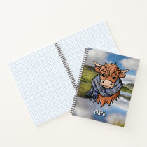 Highland Cow with Clark Tartan Scarf Notebook