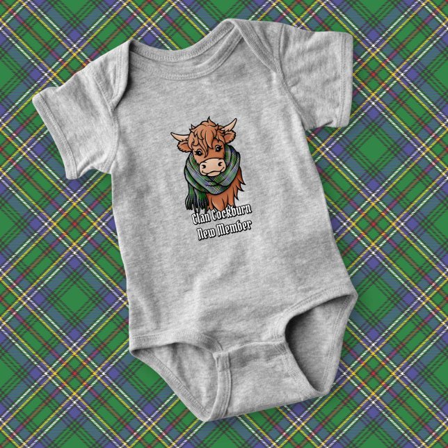 Highland Cow with Cockburn Tartan Scarf Baby Bodysuit (Creator Uploaded)