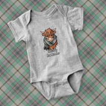 Highland Cow with Craig Tartan Scarf Baby Bodysuit