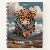 Highland Cow with Crawford Tartan Scarf Notebook (Front)