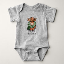 Highland Cow with Currie Tartan Scarf Baby Bodysuit