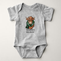 Highland Cow with Davidson Tartan Scarf Baby Bodysuit