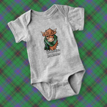 Highland Cow with Davidson Tartan Scarf Baby Bodysuit