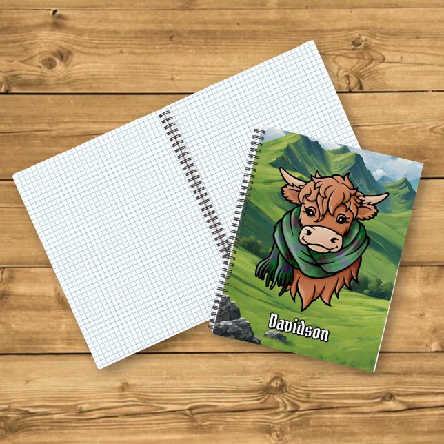 Highland Cow with Davidson Tartan Scarf Notebook (Creator Uploaded)