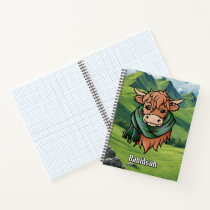 Highland Cow with Davidson Tartan Scarf Notebook