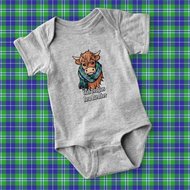 Highland Cow with Douglas Tartan Scarf Baby Bodysuit (Creator Uploaded)