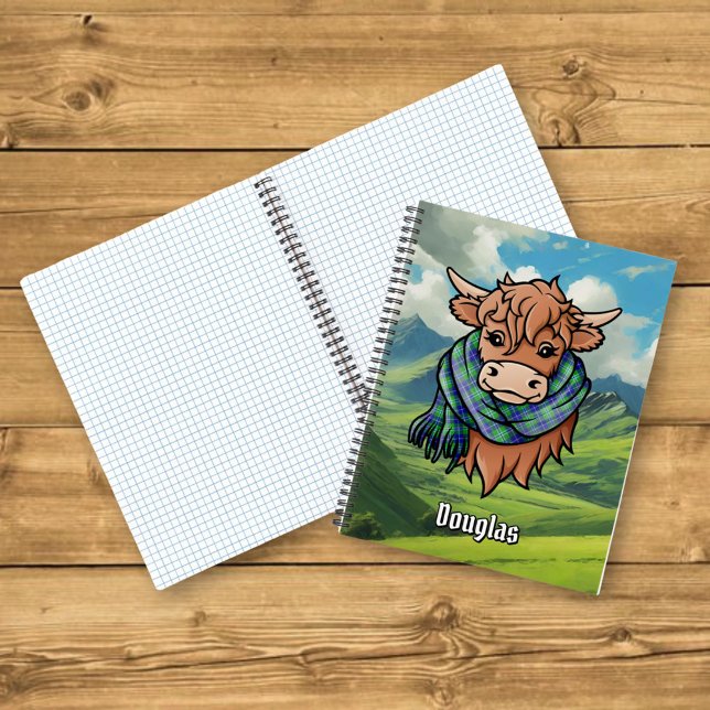 Highland Cow with Douglas Tartan Scarf Notebook (Creator Uploaded)