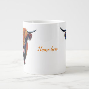 Highland cow with editable name giant coffee mug