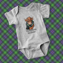 Highland Cow with Farquharson Tartan Scarf Baby Bodysuit