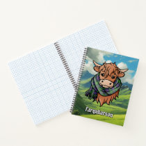 Highland Cow with Farquharson Tartan Scarf Notebook