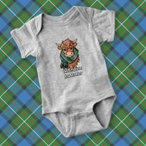 Highland Cow with Ferguson Tartan Scarf Baby Bodysuit