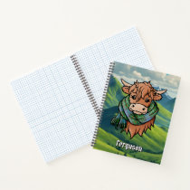 Highland Cow with Ferguson Tartan Scarf Notebook