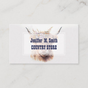 Highland Cow with Floral Crown Watercolor Illustra Business Card