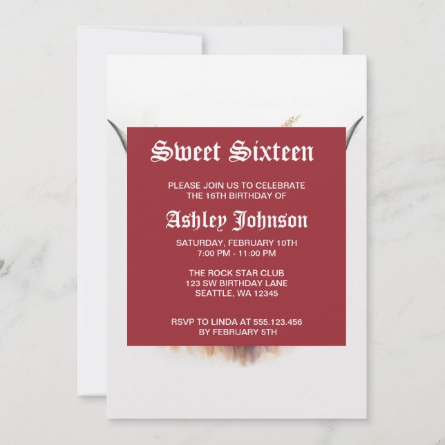 Highland Cow with Floral Crown Watercolor Illustra Invitation (Front)